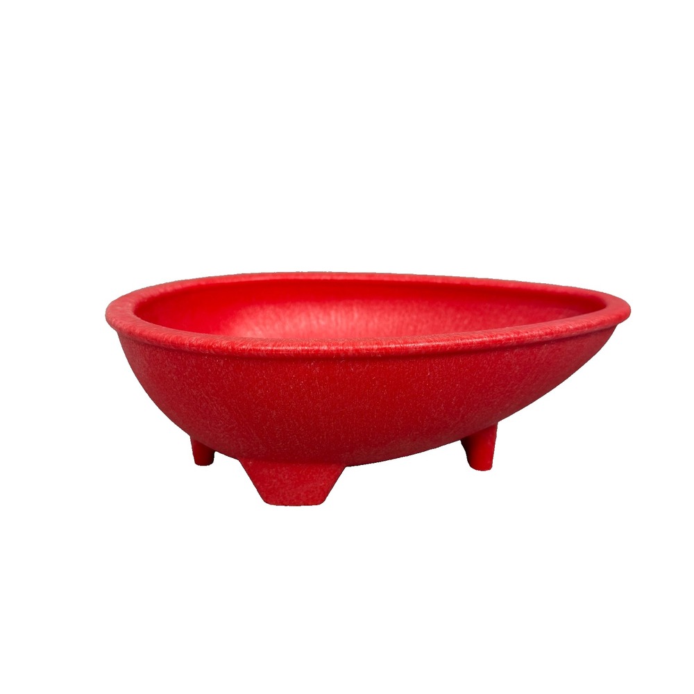 American Maid Footed Dip Red Mexican Molcajete Style Salsa/Guacamole Bowl